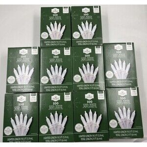 Holiday Time 100 LED Mini Christmas Lights White Wire  10 BOXES Cool White